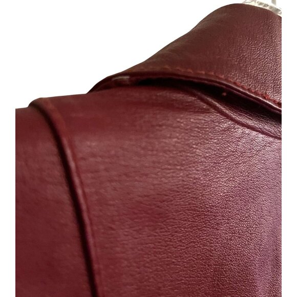 Worthington Womens Large Red 100% Leather Jacket Lined Button Up - Picture 8 of 16